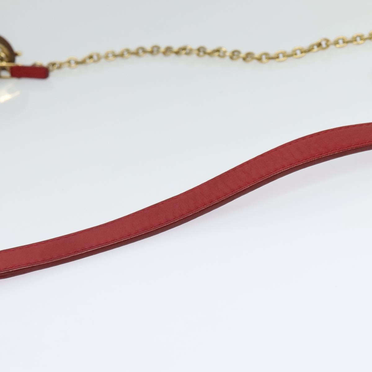 CELINE Chain Shoulder Bag Leather Red Gold