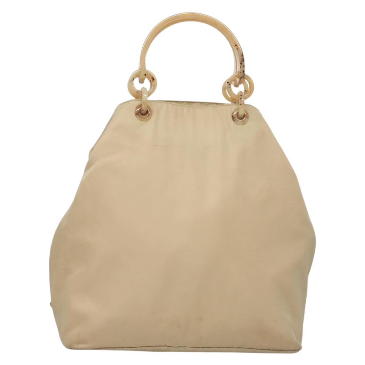 PRADA Hand Bag Nylon Beige Silver