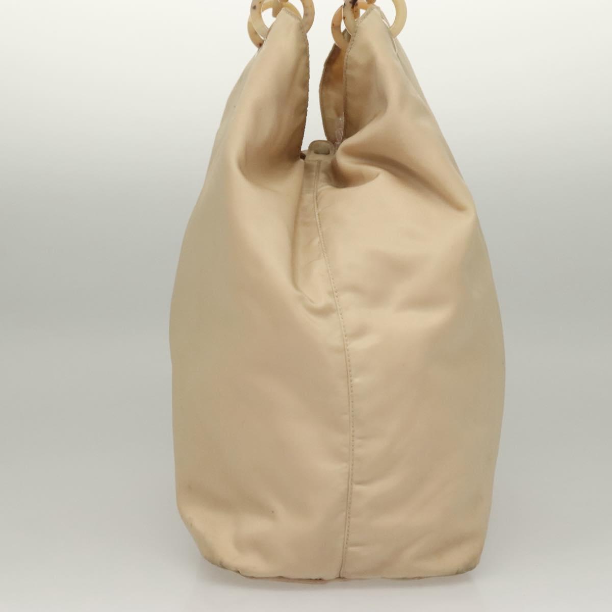 PRADA Hand Bag Nylon Beige Silver