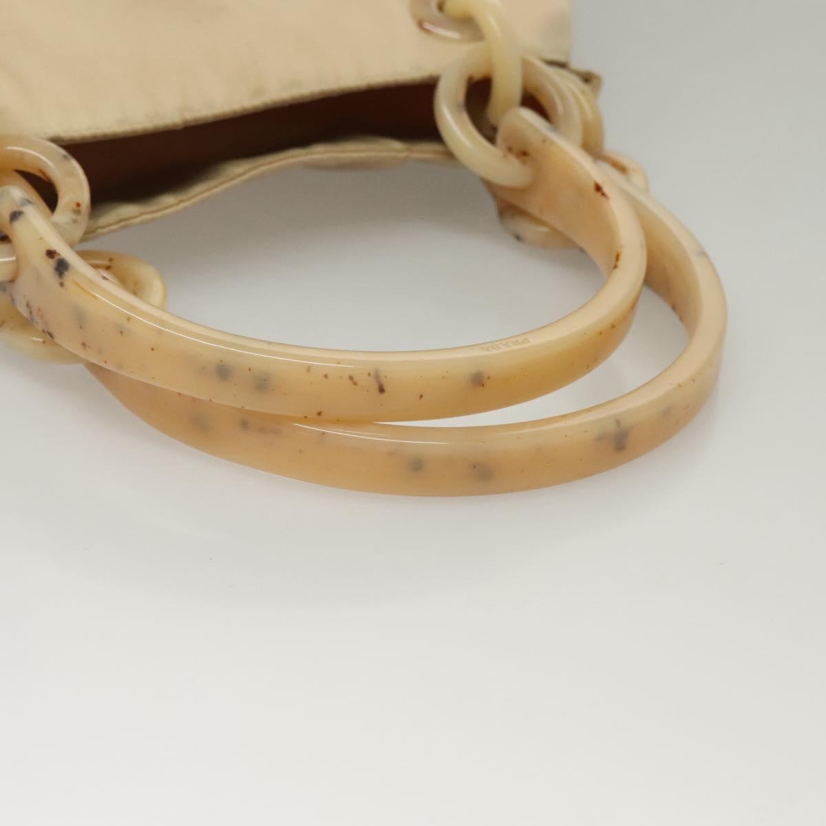 PRADA Hand Bag Nylon Beige Silver