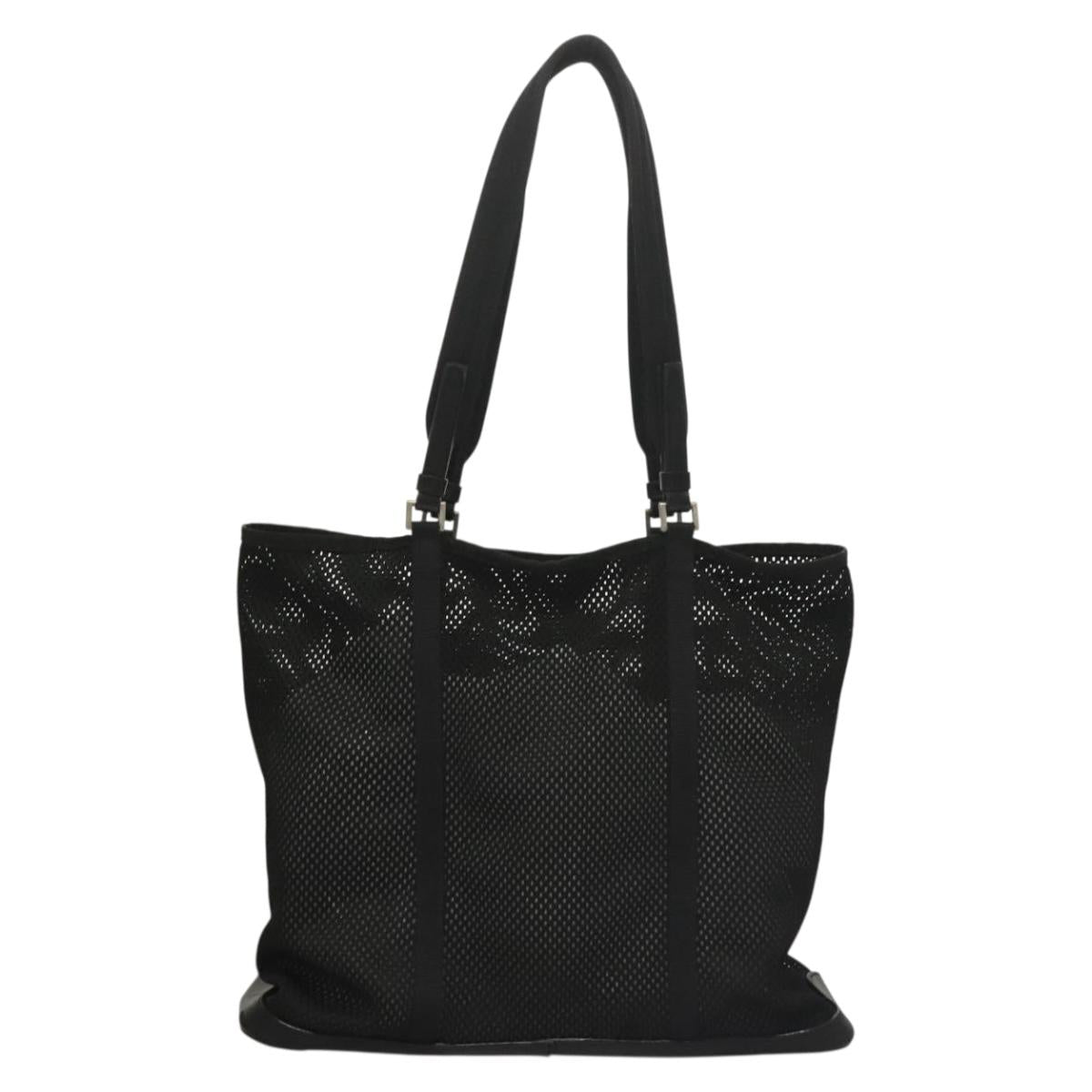 PRADA Tote Bag Nylon Black Silver