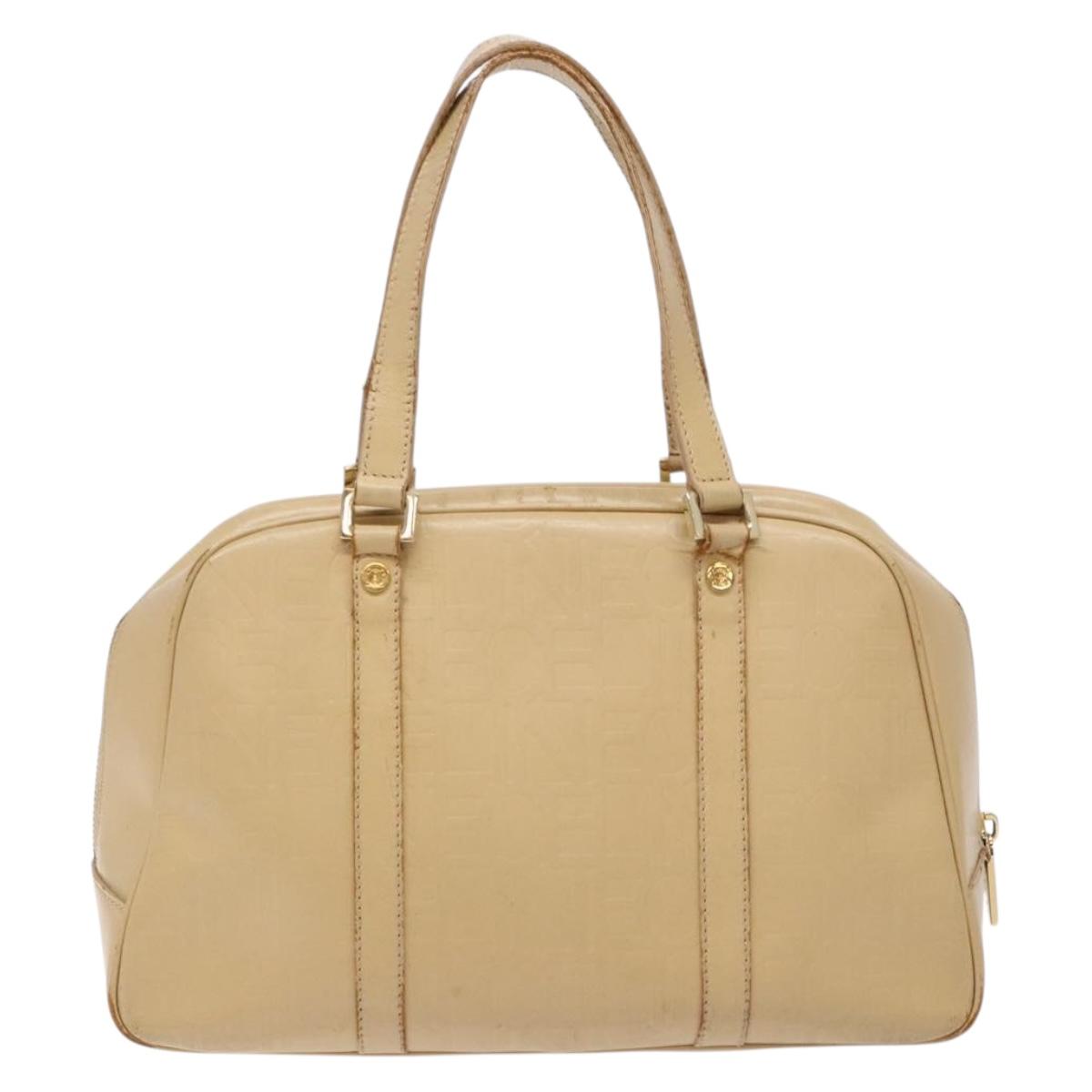 CELINE Hand Bag Leather Beige Gold