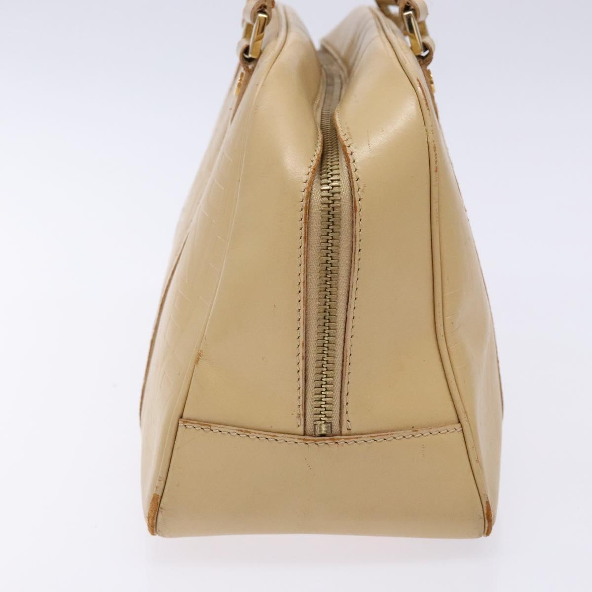 CELINE Hand Bag Leather Beige Gold