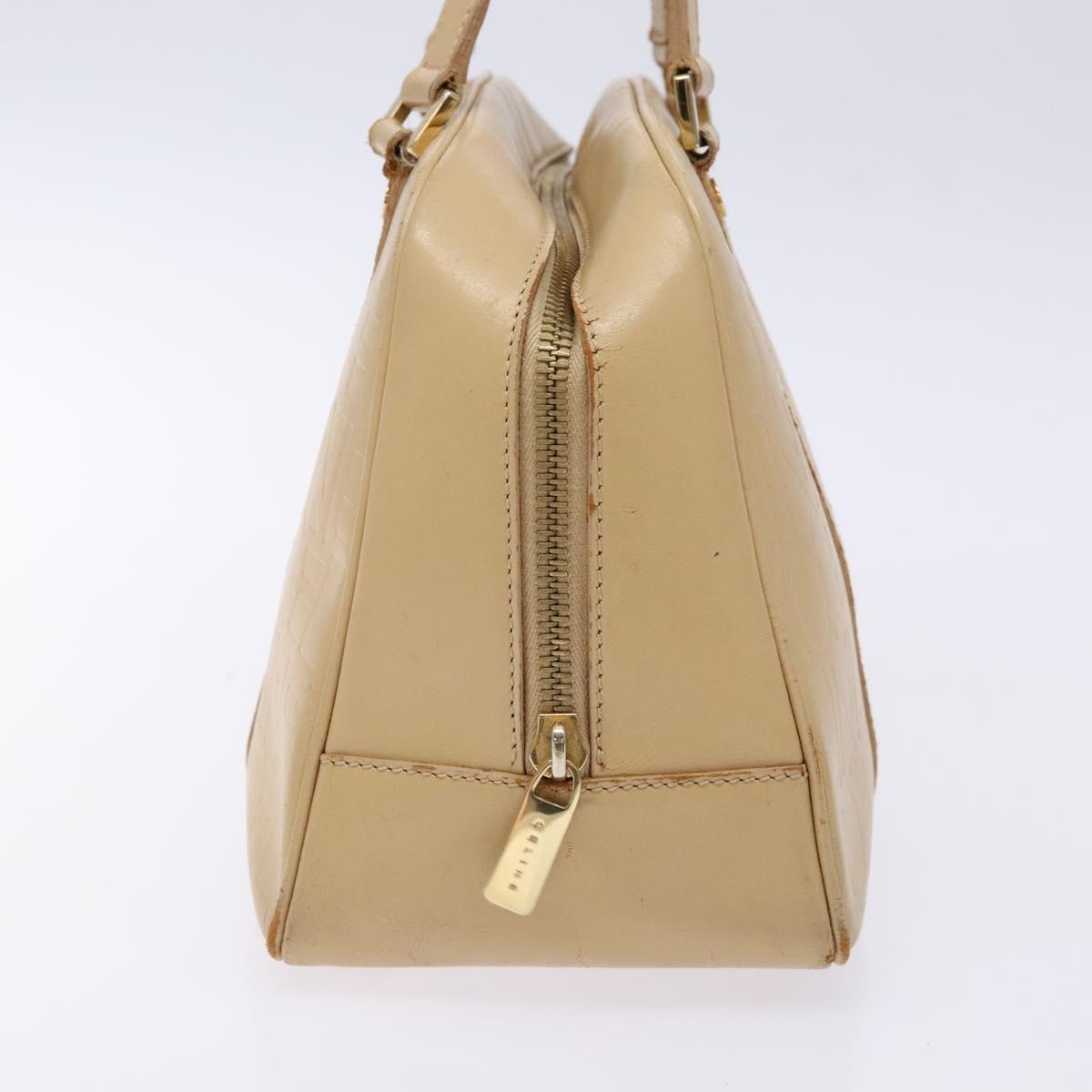 CELINE Hand Bag Leather Beige Gold
