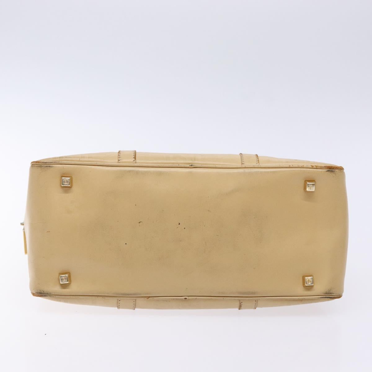 CELINE Hand Bag Leather Beige Gold