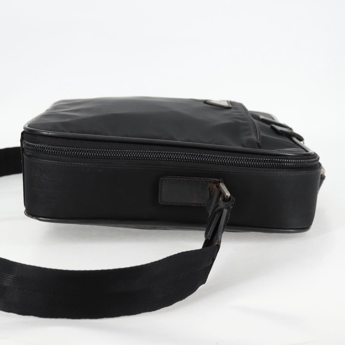PRADA Hand Bag Nylon Leather 2way Black Silver