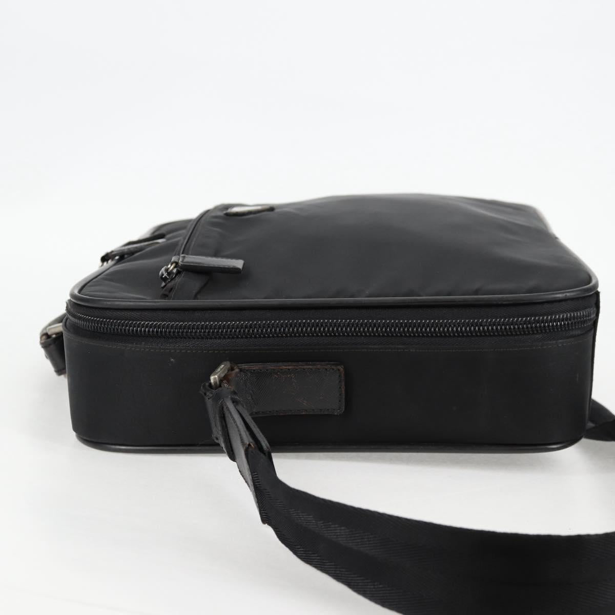 PRADA Hand Bag Nylon Leather 2way Black Silver