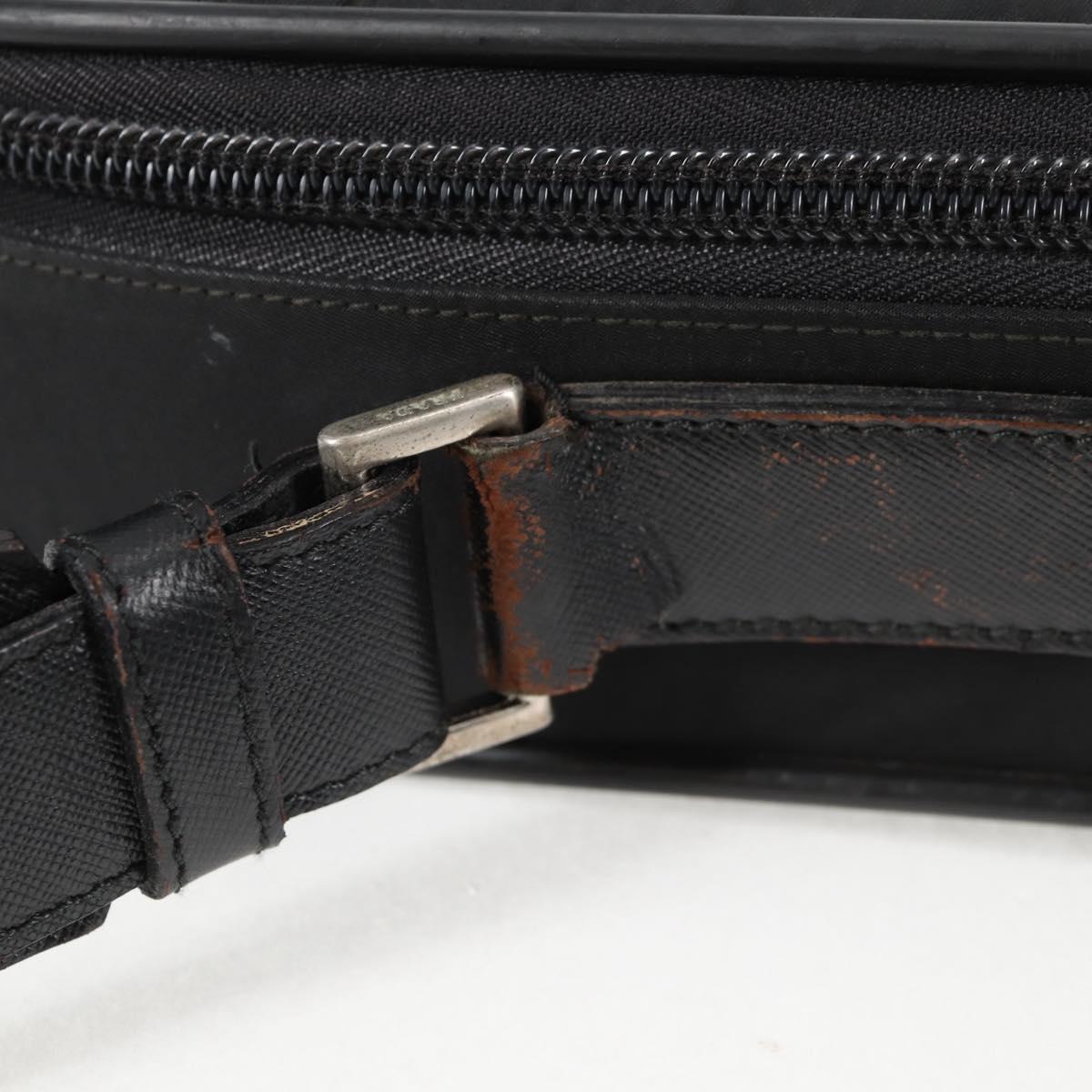 PRADA Hand Bag Nylon Leather 2way Black Silver