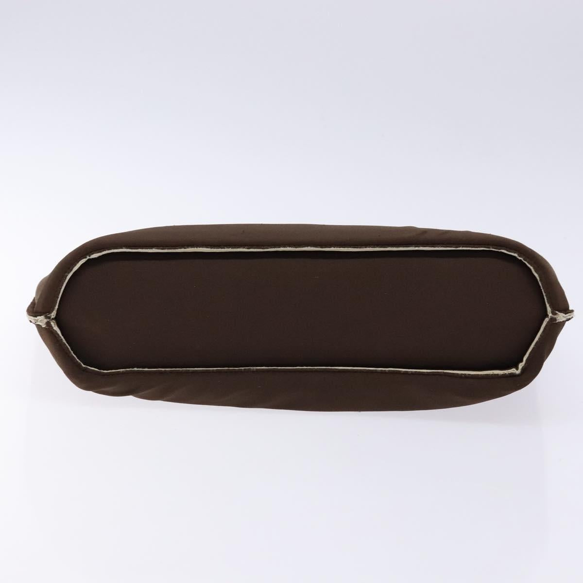 CHANEL Hand Bag Nylon Brown Silver CC
