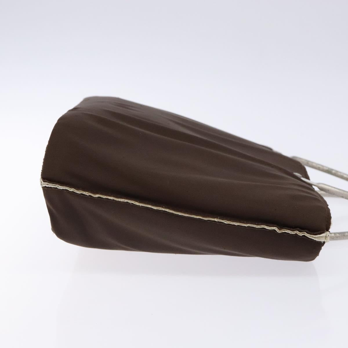 CHANEL Hand Bag Nylon Brown Silver CC
