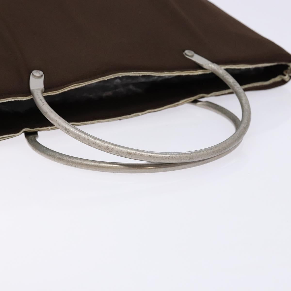 CHANEL Hand Bag Nylon Brown Silver CC