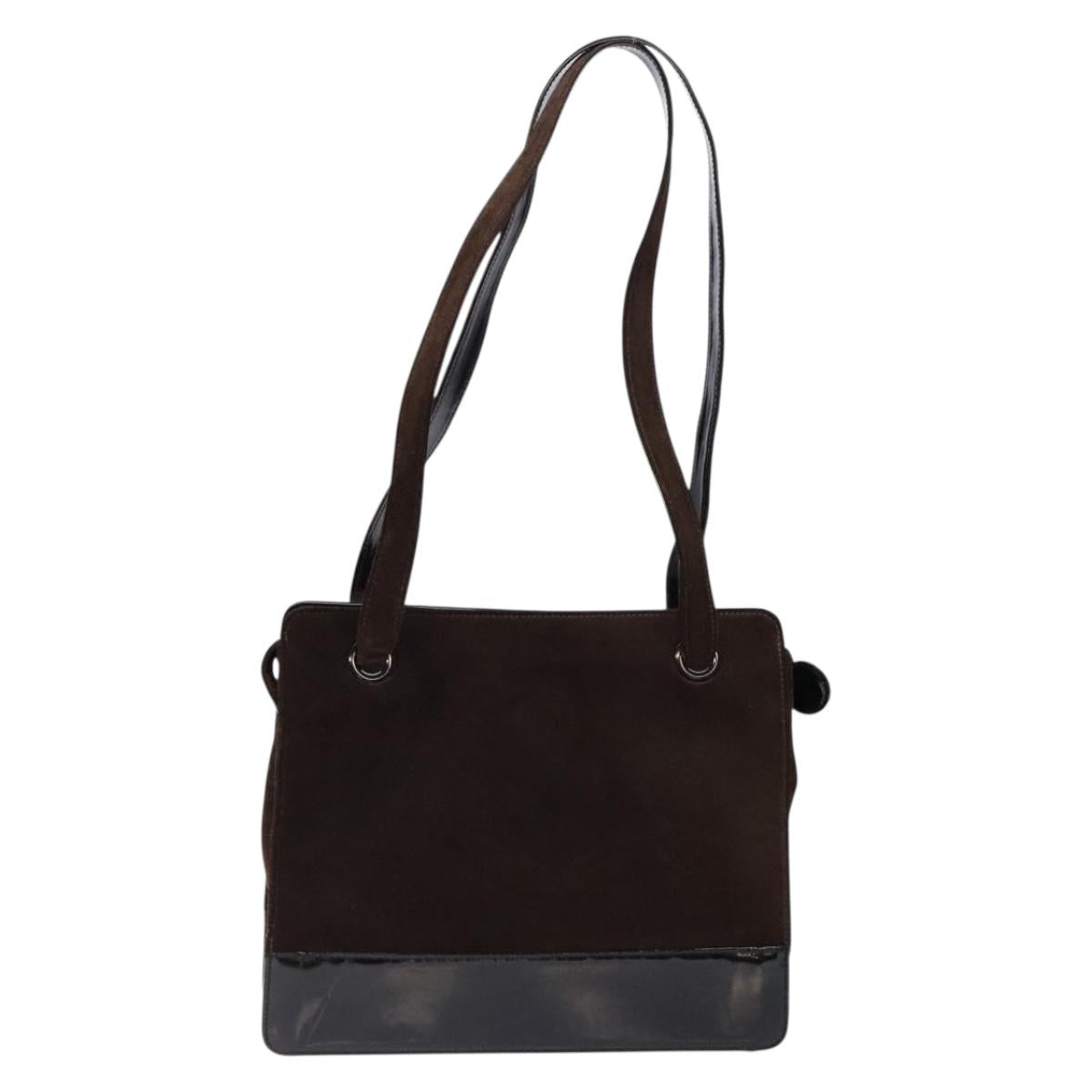 CHANEL Tote Bag Suede Brown CC