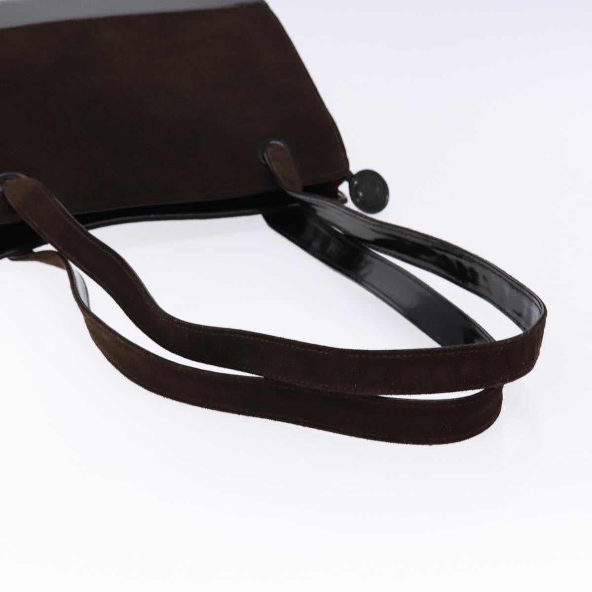 CHANEL Tote Bag Suede Brown CC