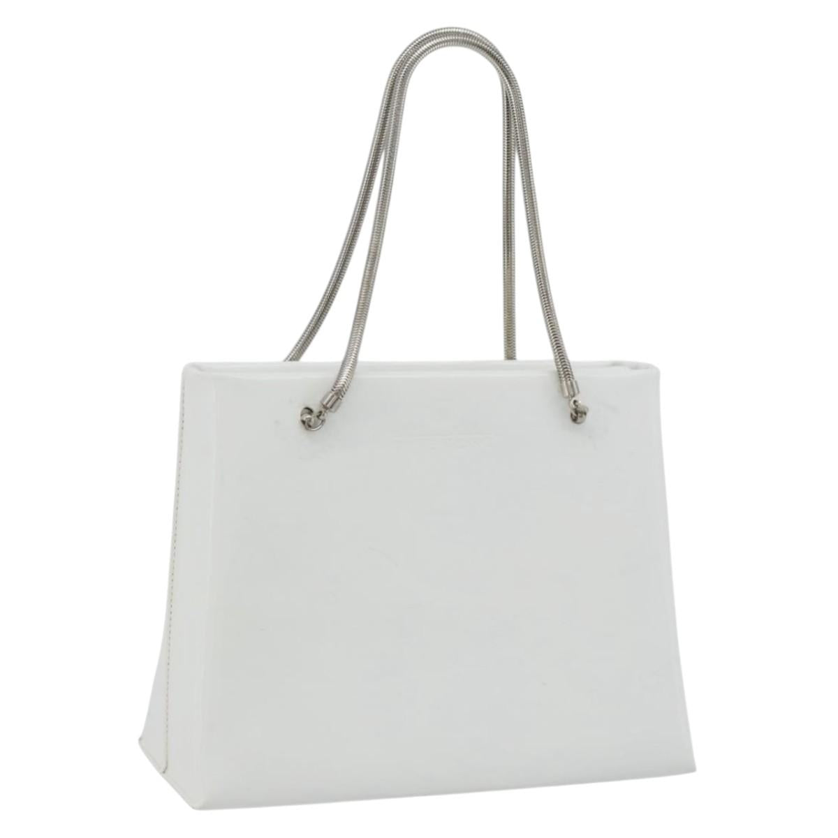 GIVENCHY Chain Shoulder Bag Leather White Silver