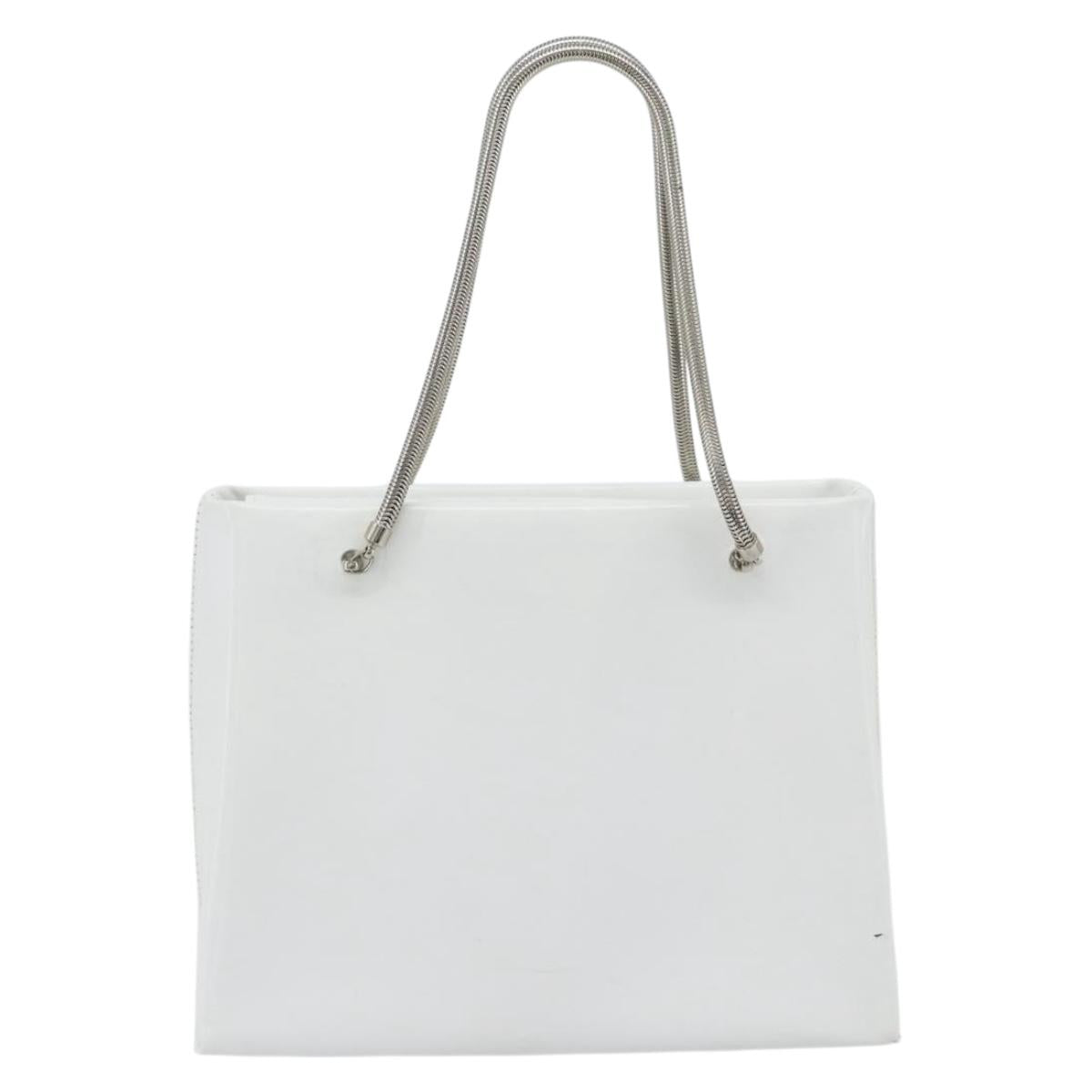 GIVENCHY Chain Shoulder Bag Leather White Silver
