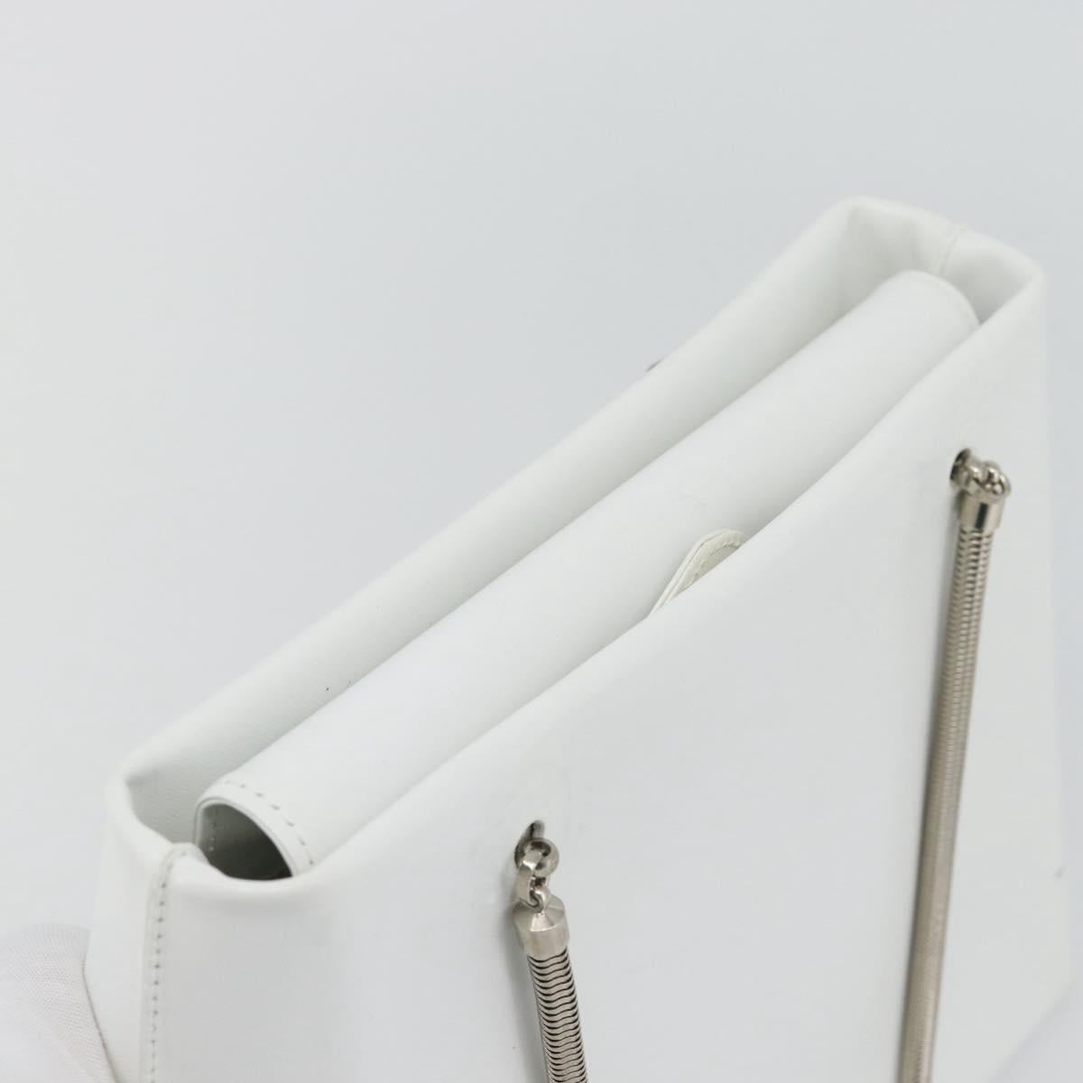 GIVENCHY Chain Shoulder Bag Leather White Silver