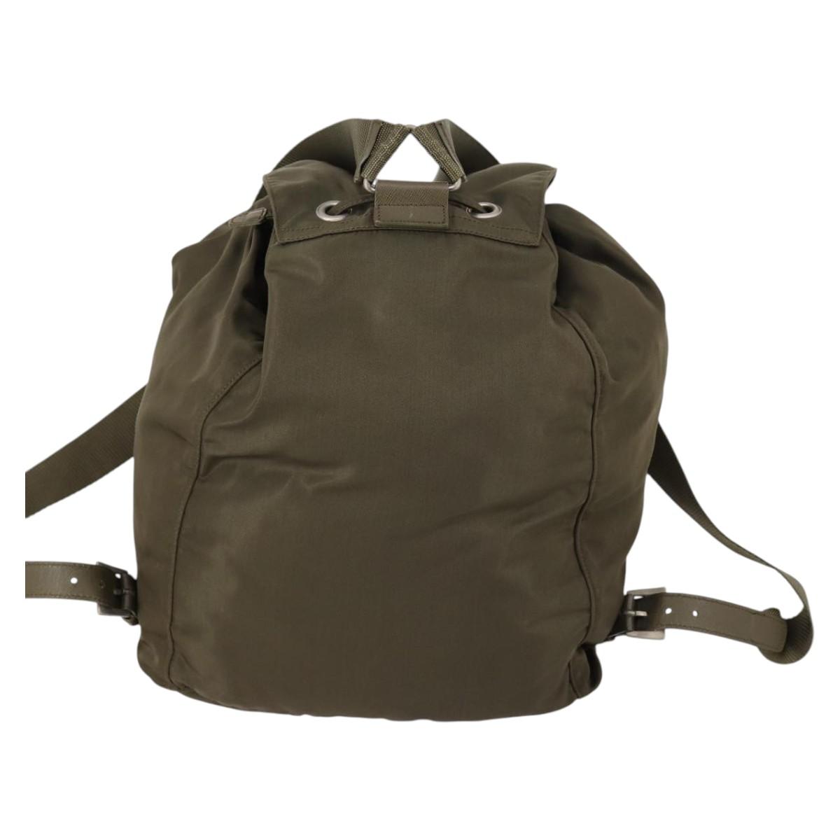 PRADA Backpack Nylon Khaki Silver