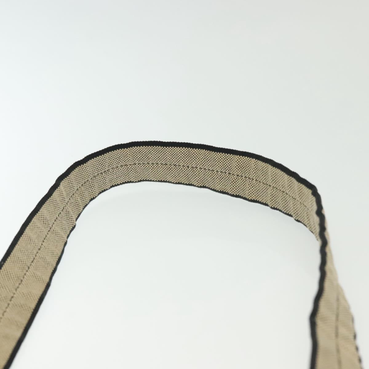 PRADA Shoulder Bag Canvas Leather Beige Black Silver