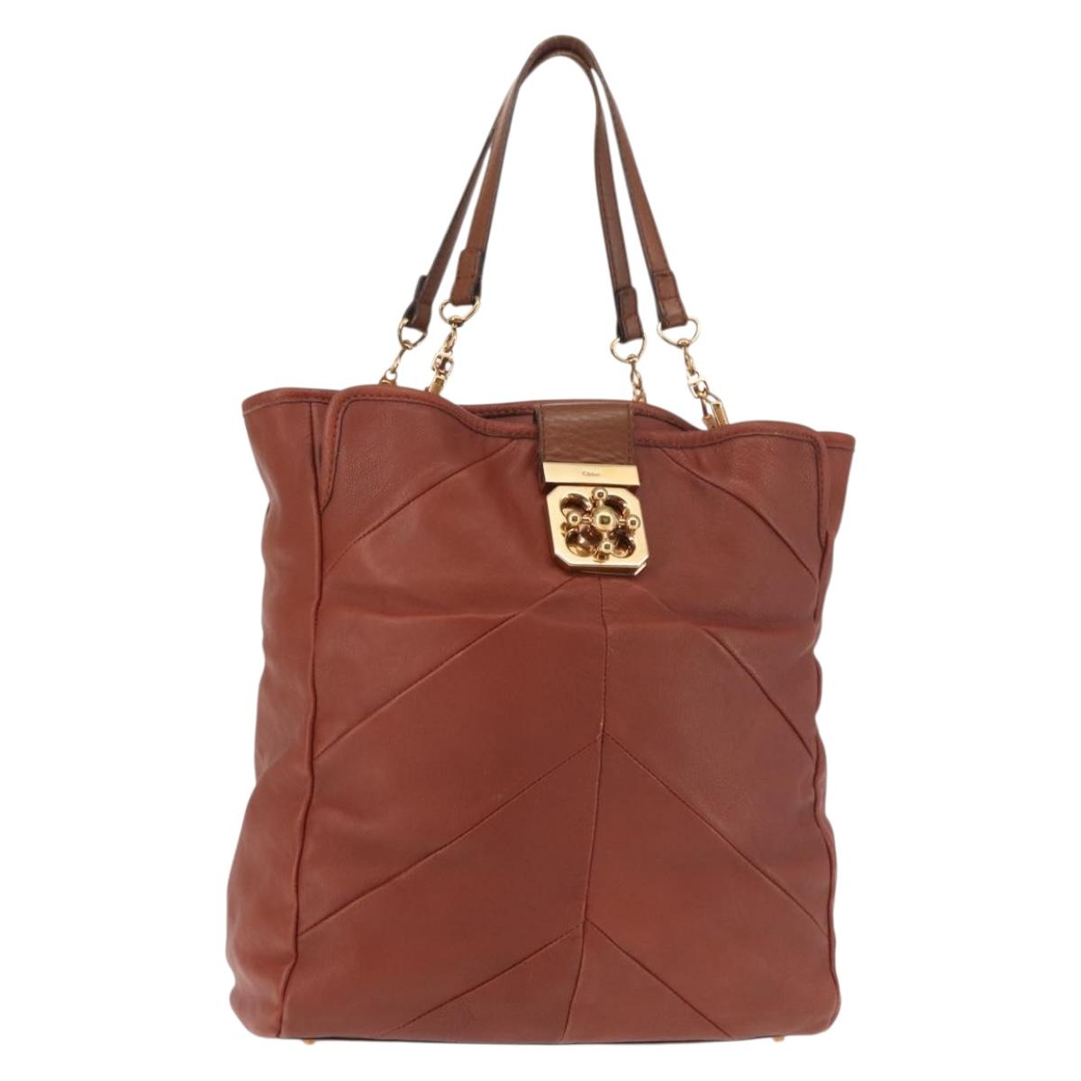 Chloe Tote Bag Leather Brown Gold