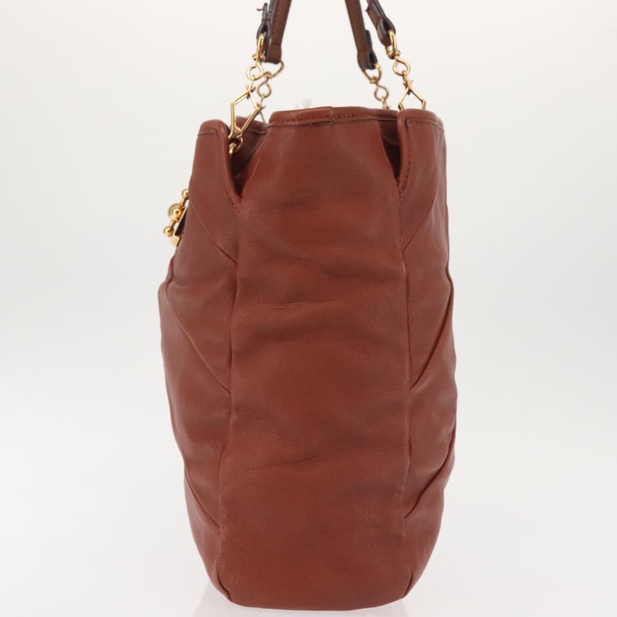 Chloe Tote Bag Leather Brown Gold
