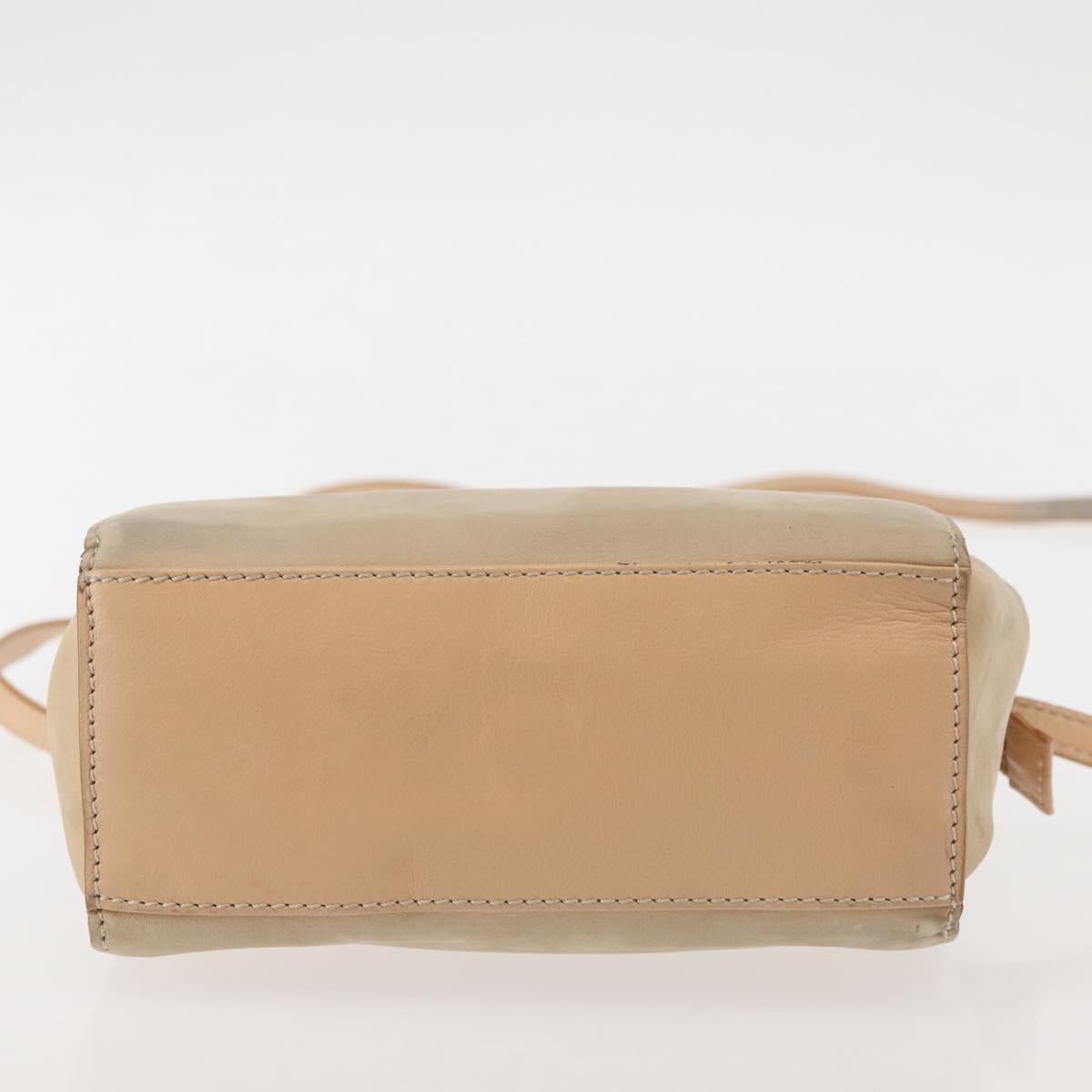 CELINE Shoulder Bag Suede Leather 2way Beige Gold