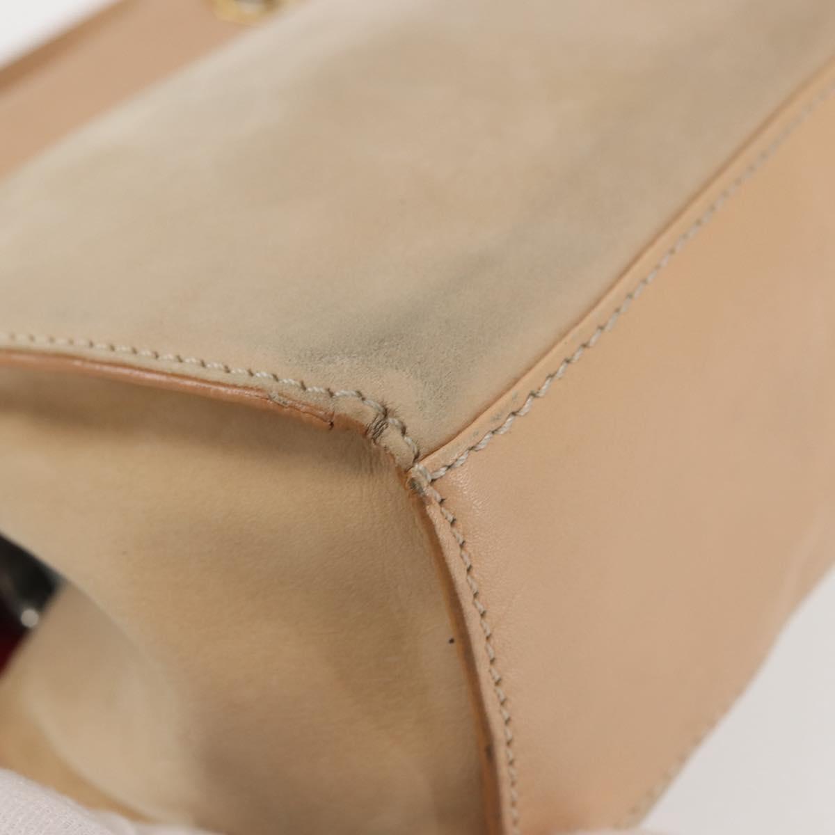 CELINE Shoulder Bag Suede Leather 2way Beige Gold