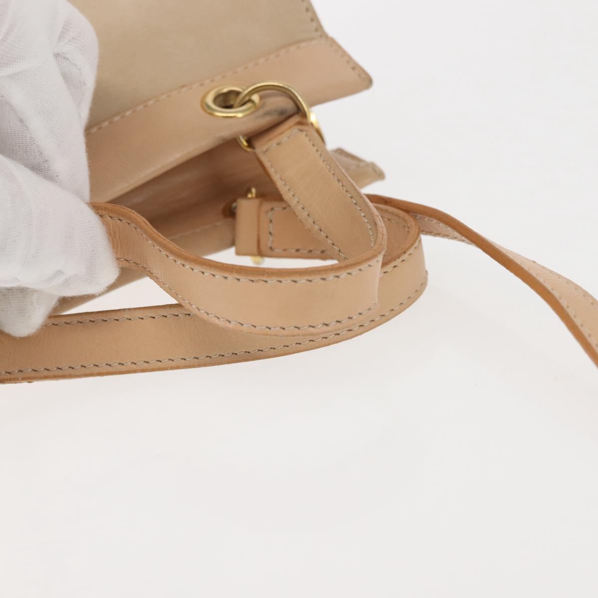 CELINE Shoulder Bag Suede Leather 2way Beige Gold