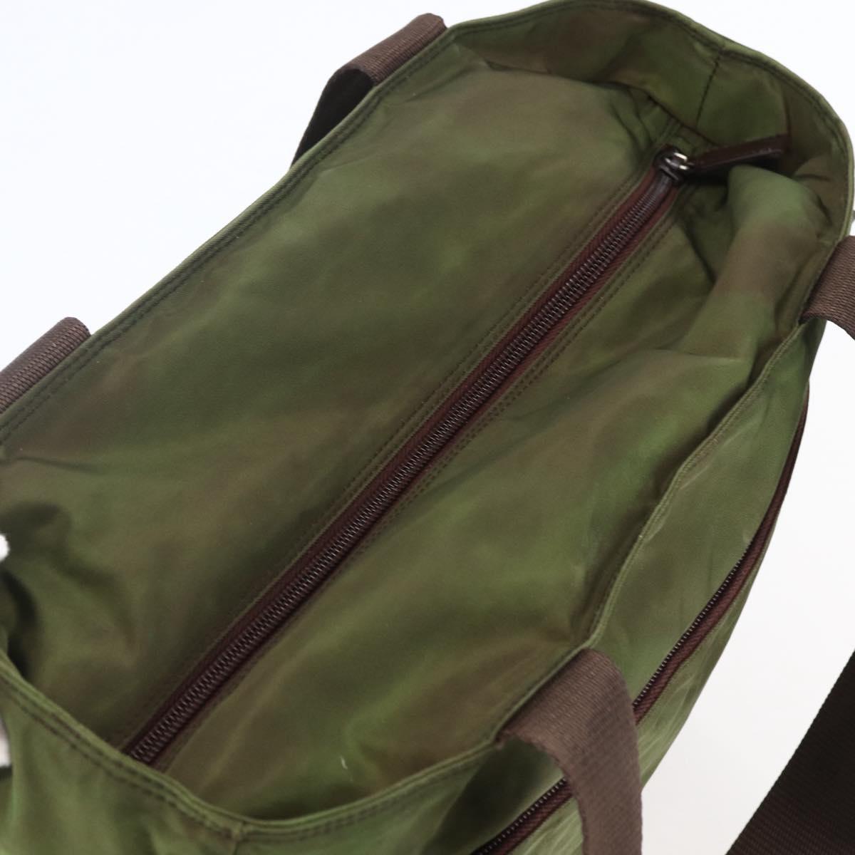 PRADA Tote Bag Nylon Khaki Silver