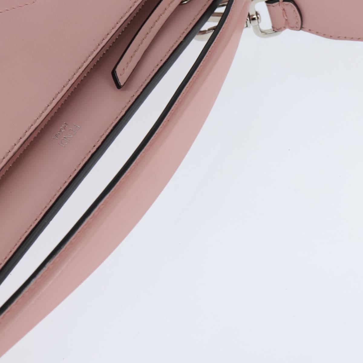FENDI Dot Com Hand Bag Leather 2way Pink Silver