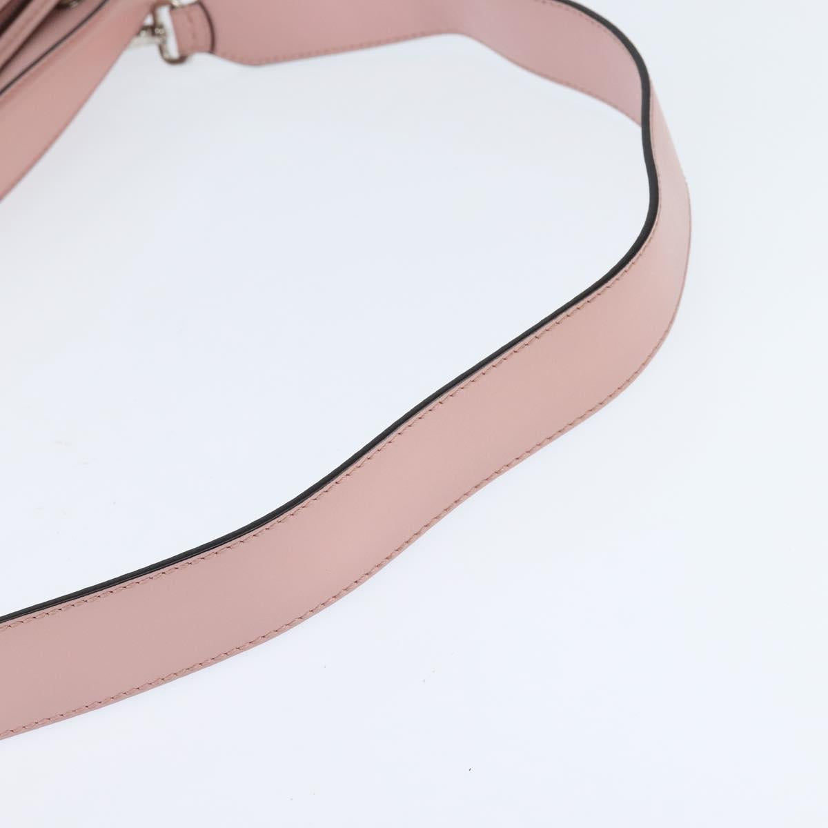 FENDI Dot Com Hand Bag Leather 2way Pink Silver