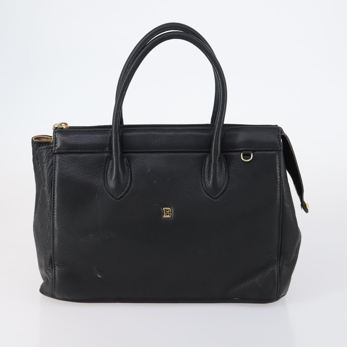 BALLY Hand Bag Leather 3Set Black Ivory