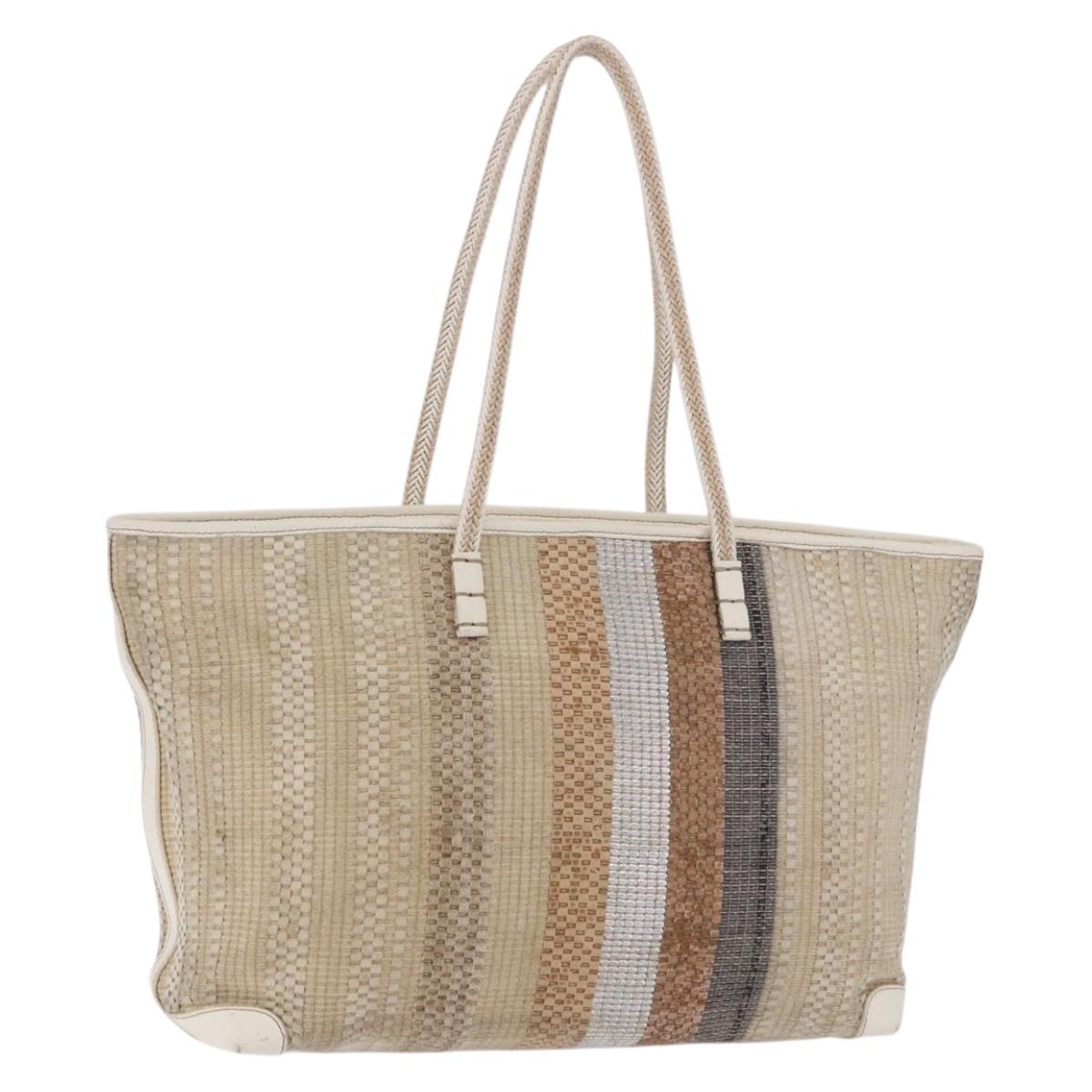 FENDI Tote Bag Canvas Beige Gold