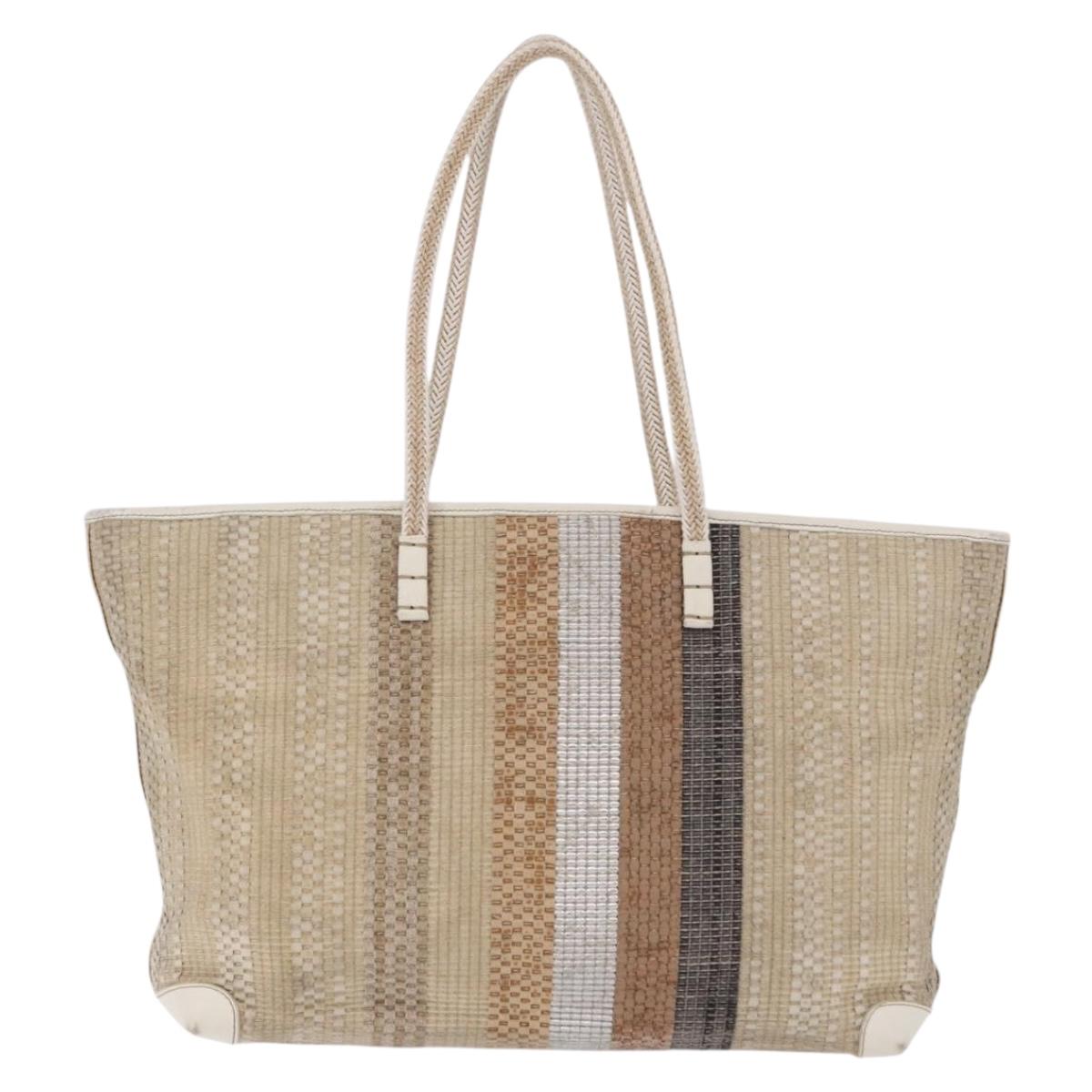 FENDI Tote Bag Canvas Beige Gold