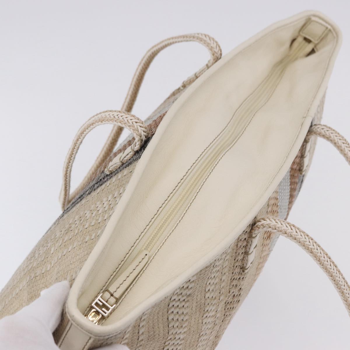 FENDI Tote Bag Canvas Beige Gold