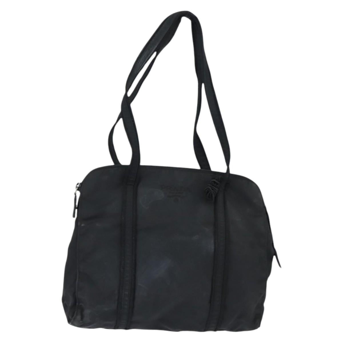 PRADA Tote Bag Nylon Black Silver