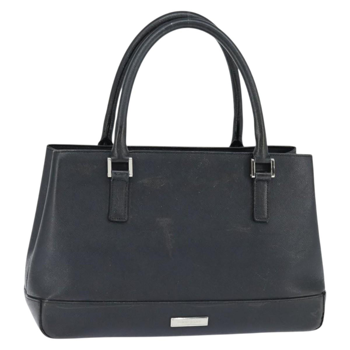 BURBERRY Hand Bag Leather Black Silver