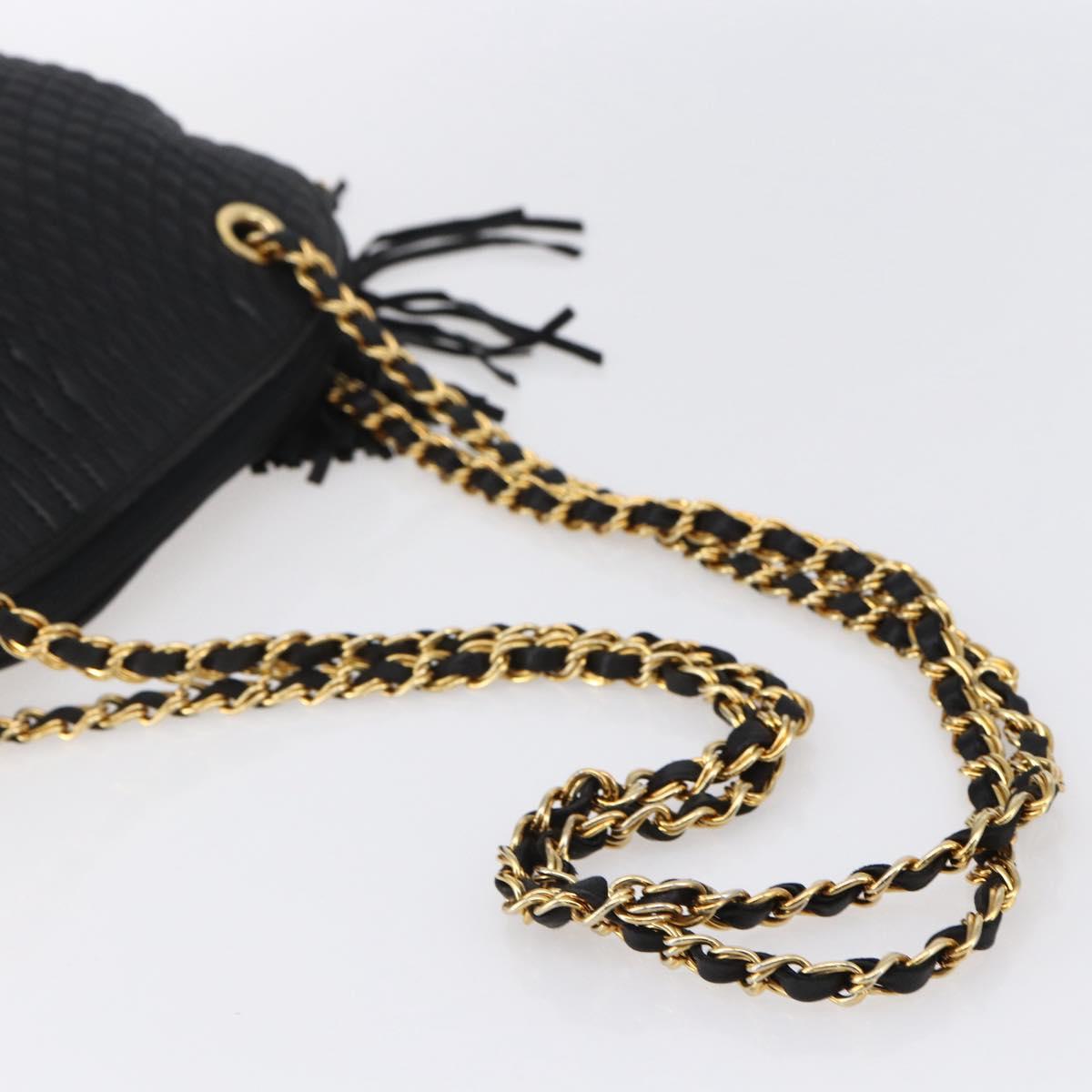 BALLY Chain Shoulder Bag Leather Black