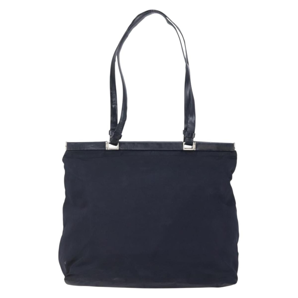 PRADA Tote Bag Nylon Navy Silver