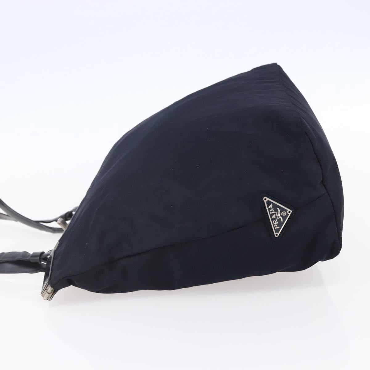 PRADA Tote Bag Nylon Navy Silver