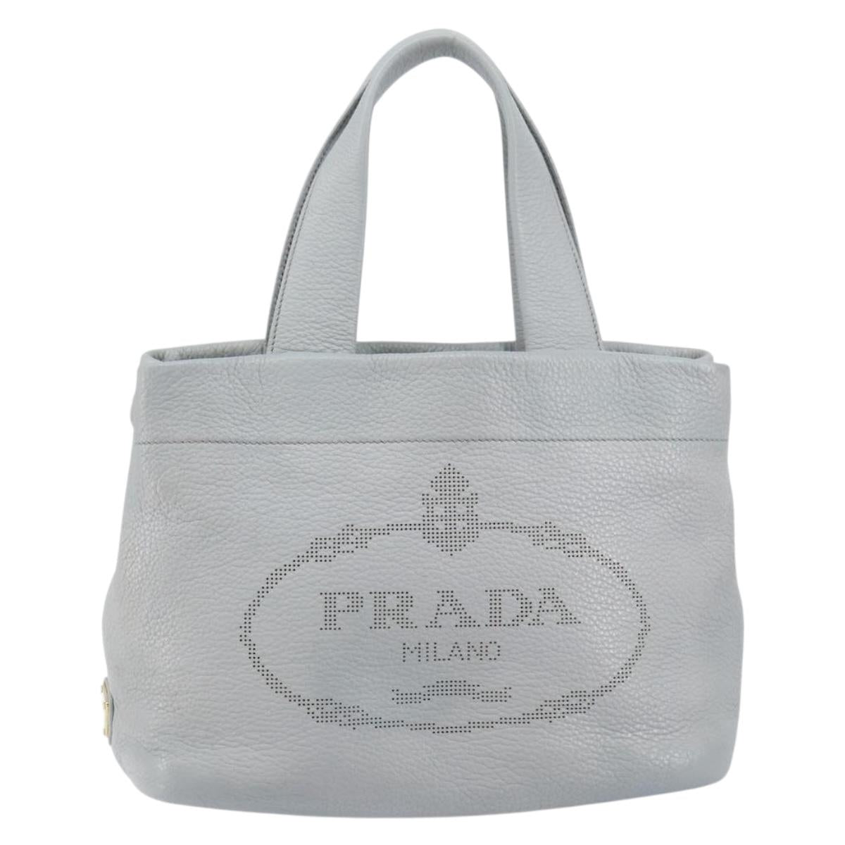 PRADA Small Tote Bag Punching leather Gray Gold