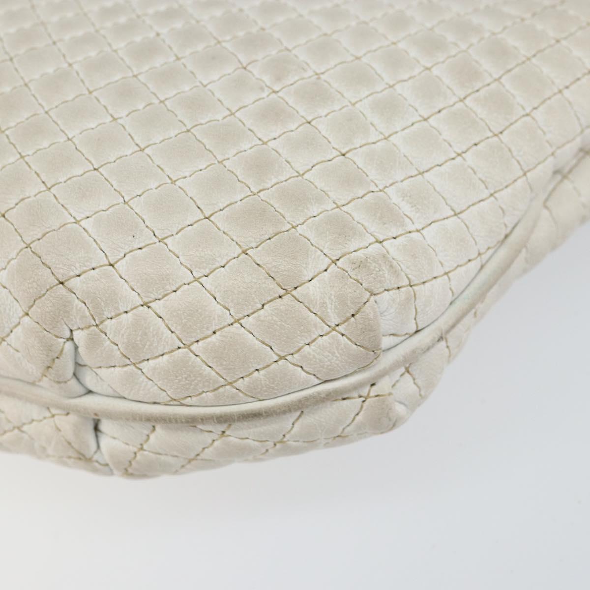 BALLY Chain Shoulder Bag Leather White Gold