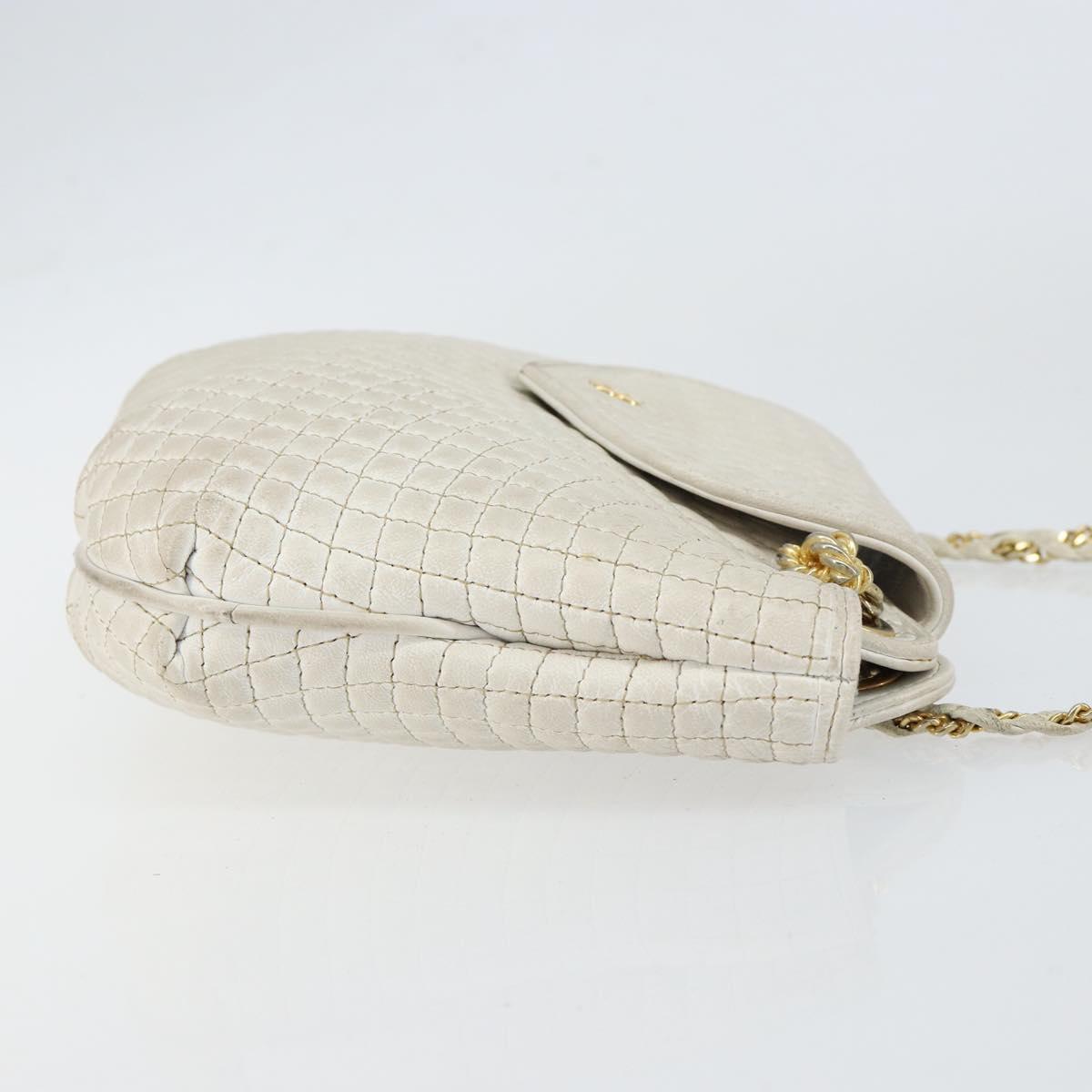 BALLY Chain Shoulder Bag Leather White Gold