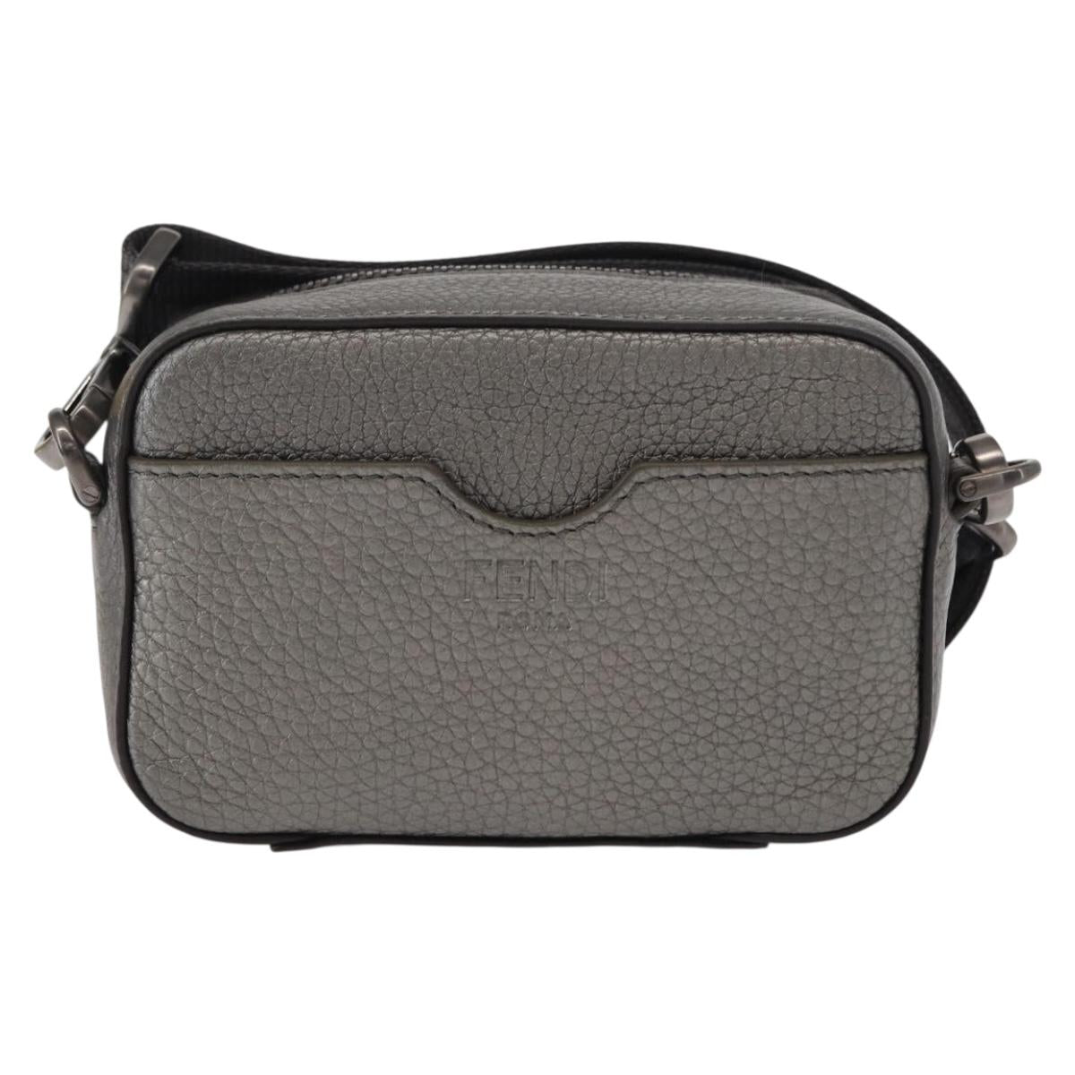 FENDI Shoulder Bag Leather Silver