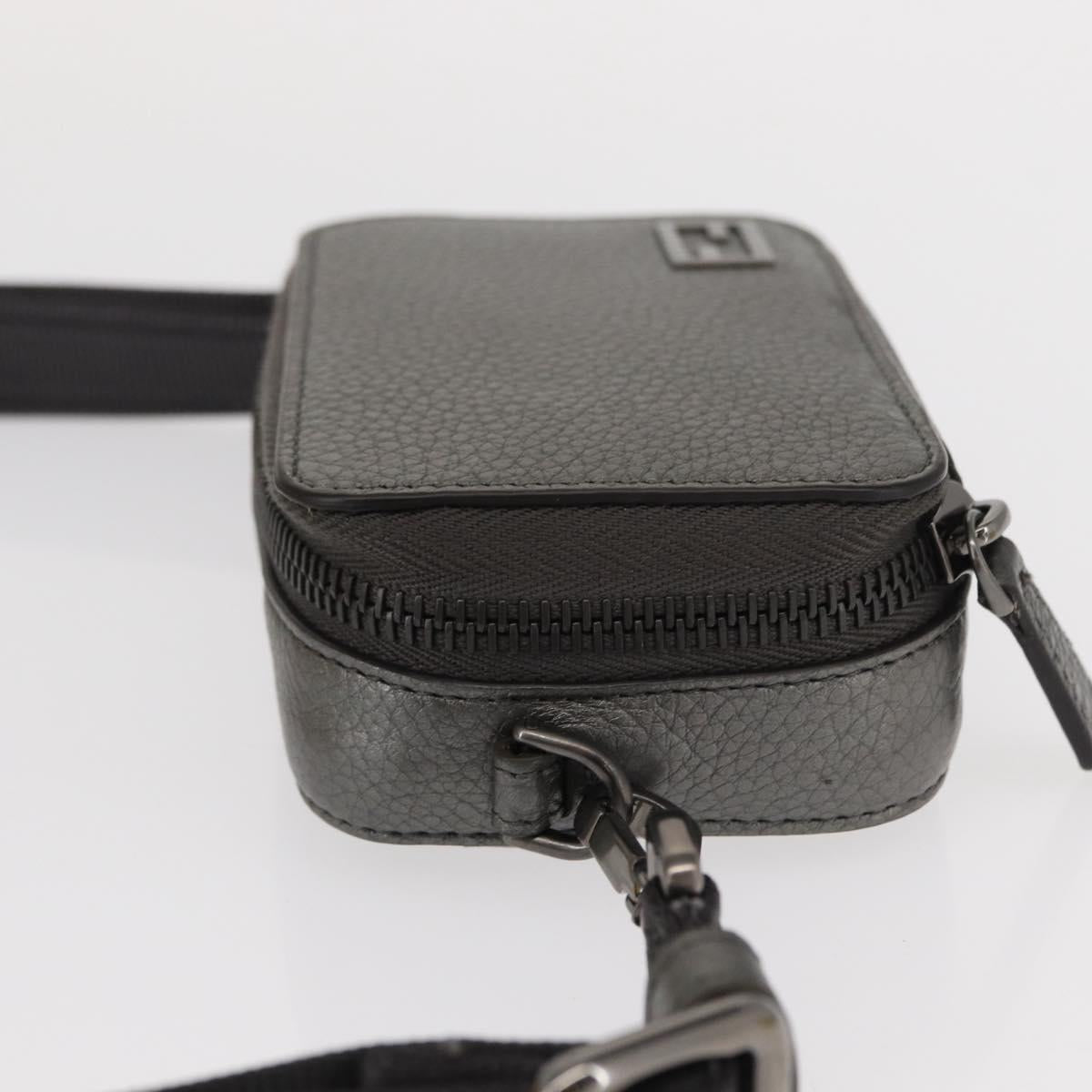 FENDI Shoulder Bag Leather Silver
