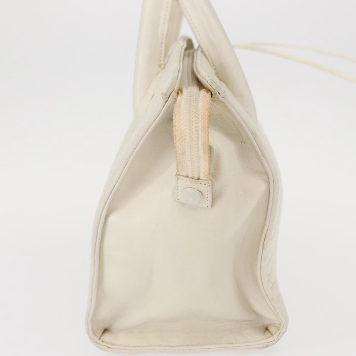 BALLY Hand Bag Leather White Gold