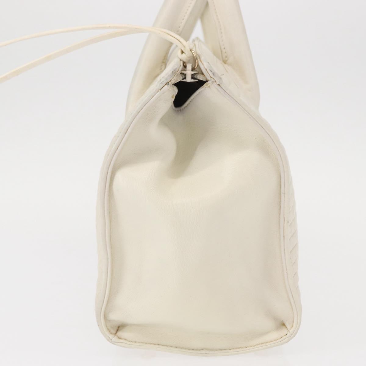 BALLY Hand Bag Leather White Gold