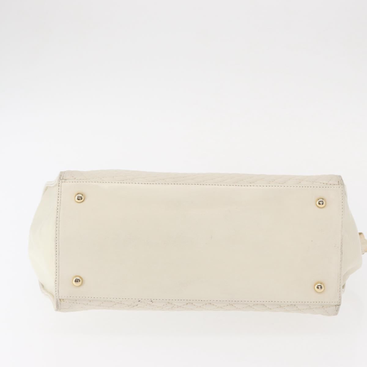 BALLY Hand Bag Leather White Gold