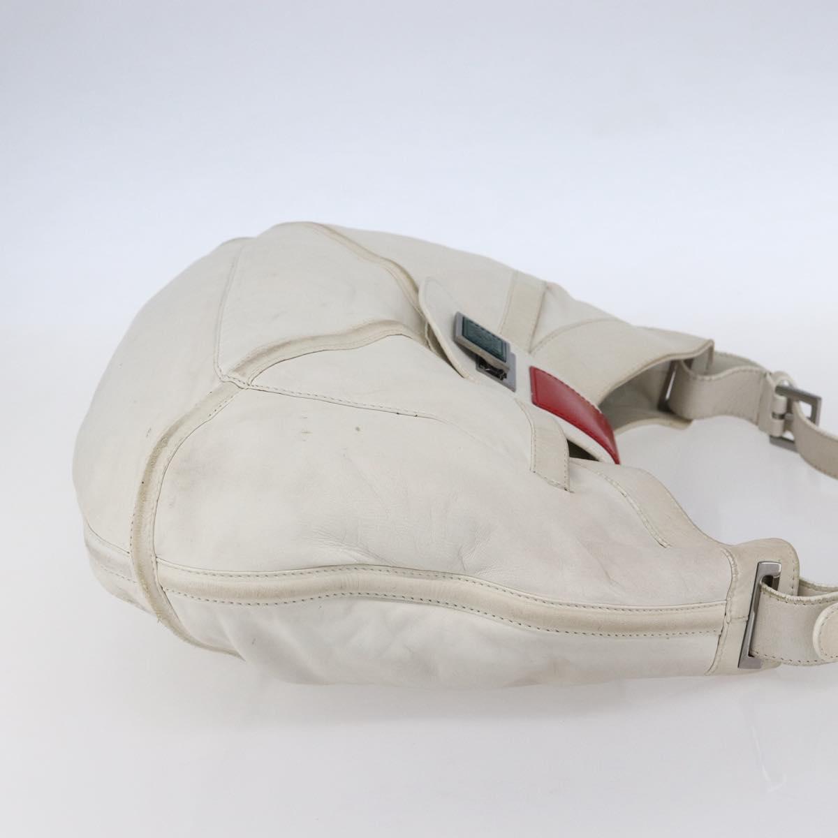 LOEWE Anagram Shoulder Bag Leather White Silver