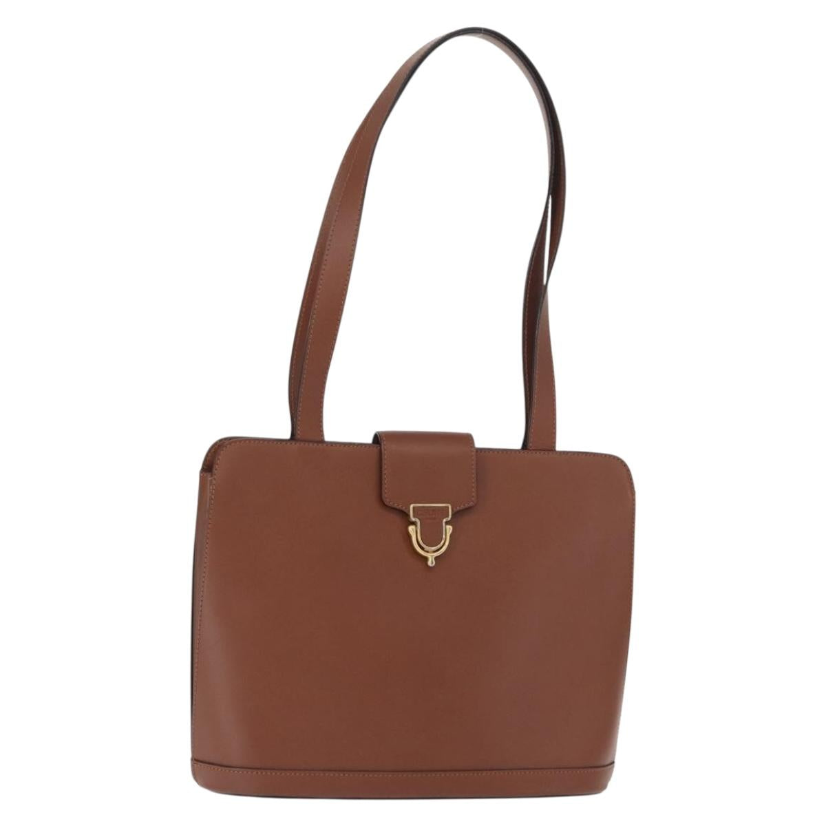 CELINE Shoulder Bag Leather Brown Gold