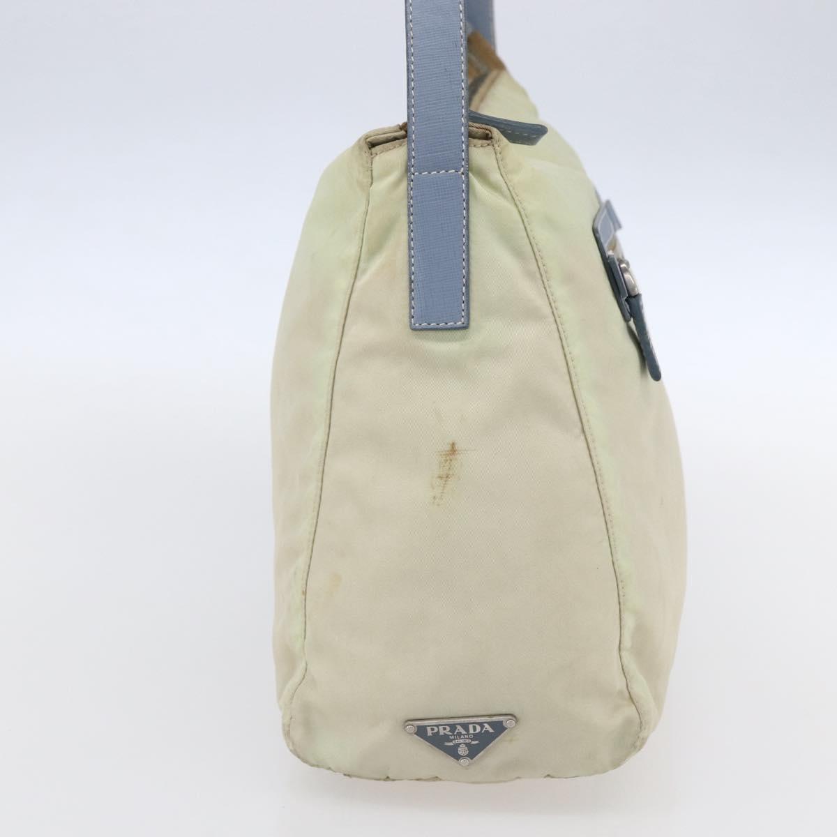 PRADA Shoulder Bag Nylon Leather Beige Silver